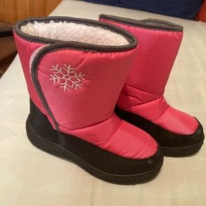 Girls, pink and black size one snow boots